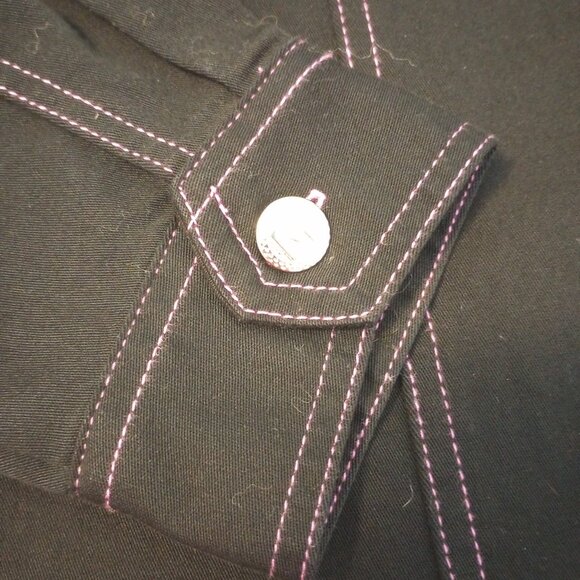 Casual Western Style 3pc Pant Set sz M Black w Pink Floral Embroidery - Picture 9 of 16